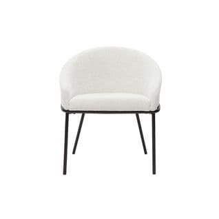 Chaise Design En Tissu Velours Chenille Blanc Cassé Et Métal Noir Jenna