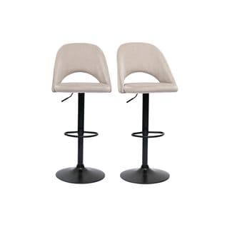 Tabourets De Bar Relevables En Velours Taupe Et Métal Noir (lot De 2) Cosette