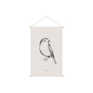 Kakemono Tableau En Toile Suspendue Illustration Oiseau L40 X H60cm Melody