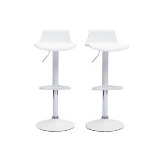 Tabourets De Bar Design Réglables Blancs 360° (lot De 2) Kronos