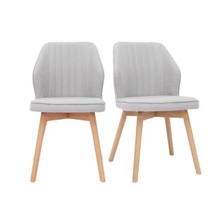 Chaises Design En Tissu Effet Velours Gris Et Bois Clair (lot De 2) Fanette