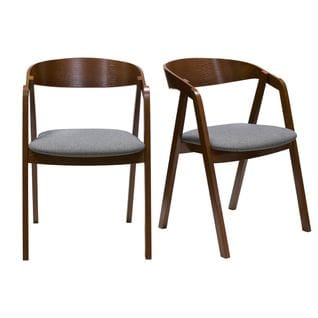 Chaises Vintage Empilables En Bois Massif Teinté Noyer Et Tissu Gris (lot De 2) Lova