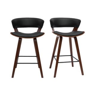 Tabourets De Bar Design Noir Et Bois Foncé H65 Cm (lot De 2) Syrah