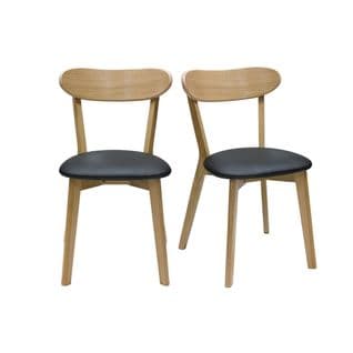 Chaises Vintage En Bois Clair Chêne Et Noir (lot De 2) Dove