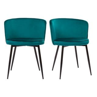 Chaises Design En Tissu Velours Bleu Pétrole Et Métal Noir (lot De 2) Serif