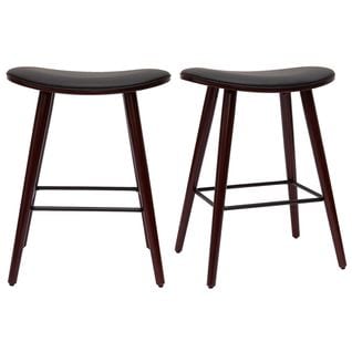 Tabourets De Bar Design Bois Foncé Noyer Et Noir H65 Cm (lot De 2) Meadow