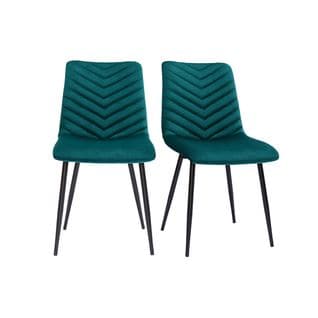 Chaises Design En Tissu Velours Bleu Pétrole Et Métal Noir (lot De 2) Pumpkin