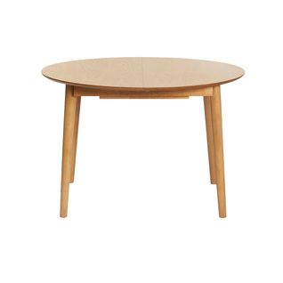 Table Extensible Rallonges Intégrées Ronde En Bois Clair Chêne L115-154 Cm Ego