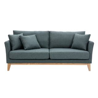 Canapé Scandinave Déhoussable 3 Places En Tissu Vert De Gris Et Bois Clair Oslo