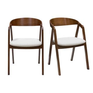 Chaises Vintage Empilables En Bois Massif Teinté Noyer, Effet Laine Bouclée Blanc (lot De 2) Lova