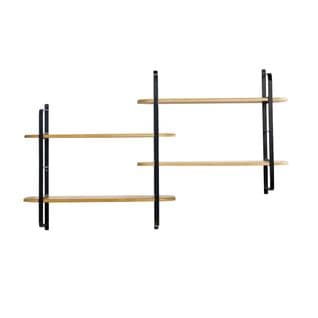 Étagère Murale En Bois Manguier Massif Et Métal Noir L122 Cm Akina