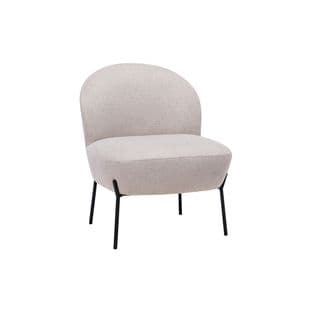 Fauteuil En Tissu Effet Velours Texturé Beige Et Métal Noir Beley