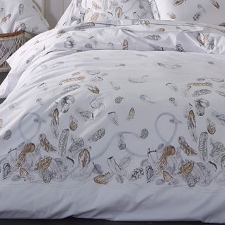 Housse De Couette 200x200 Cm Percale Pur Coton Plumes