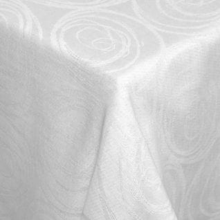 Nappe Rectangle 150x250 Cm Jacquard Coton Spirale Blanc