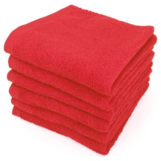 Lot De 6 Serviettes De Toilette 50x90 Cm Alpha Rouge