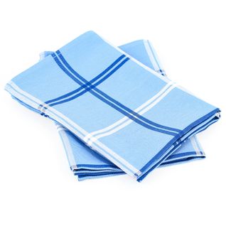 Lot De 2 Torchons De Cuisine Toile 50x70 Cm Squares Bleu