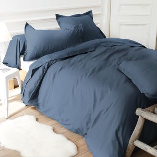 Drap Housse Relaxation Uni 2x90x190 Cm Coton Alto Bleu Jean Tête Pied Relevable