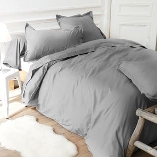 Drap Housse Uni 80x220 Cm Bonnet 40 Cm Coton Alto Gris Alu