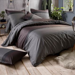 Drap Housse Imprimé 90x190 Cm Satin De Coton Enzo Noir