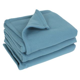 Couverture Polaire 180x220 Cm 100% Polyester 350g/m2 Teddy Bleu Lac