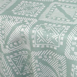 Nappe Ronde 180 Cm Imprimée 100% Polyester Boho Géométrique Vert Sauge