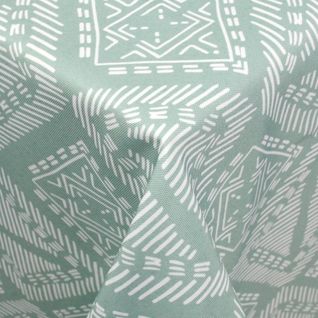 Nappe Carrée 170x170 Cm Imprimée 100% Polyester Boho Géométrique Vert Sauge
