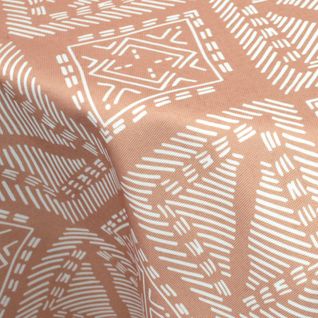 Nappe Ovale 180x240 Cm Imprimée 100% Polyester Boho Géométrique Marron Sienne