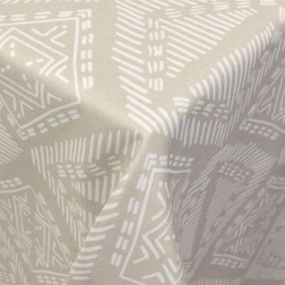 Nappe Carrée 170x170 Cm Imprimée 100% Polyester Boho Géométrique Beige Ficelle