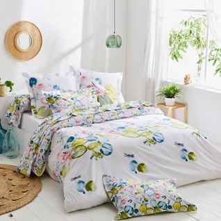 Drap Plat 180x290 Cm Percale Coton Nenuphar Aqua