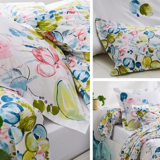 Parure De Lit 300x240 Cm Percale Coton Nenuphar Aqua