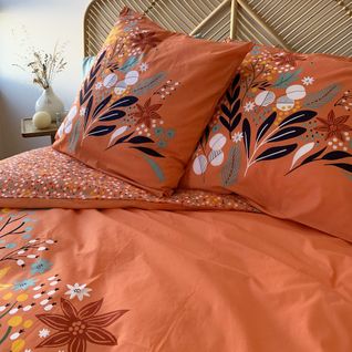 Parure De Lit 240x220 Cm Coton Prairie Orange