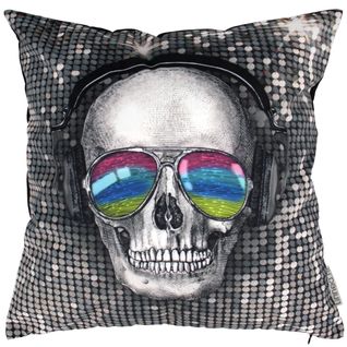 Housse De Coussin 45x45 Cm Tête De Mort Dj Disco