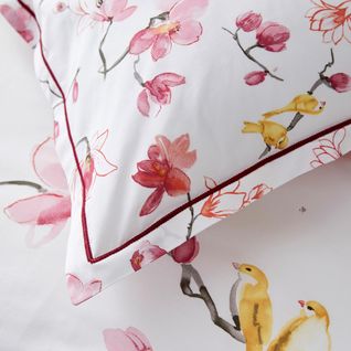 Parure De Lit 140x200 Cm Percale Coton Elisa Rose 2 Pièces