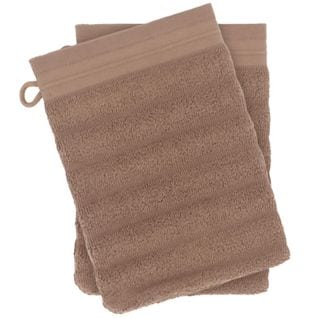 Lot De 2 Gants De Toilette 16x21 Cm Natural Stripes Marron