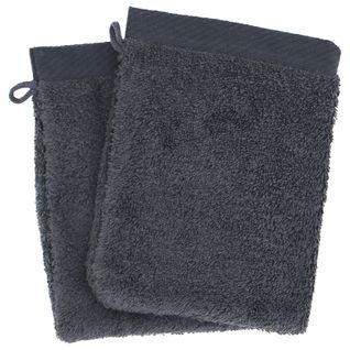 Lot De 2 Gants De Toilette 16x21 Cm Coton Peigné Alba Anthracite