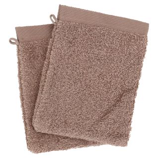 Lot De 2 Gants De Toilette 16x21 Cm Coton Peigné Alba Taupe