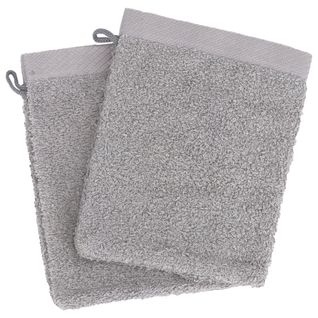 Lot De 2 Gants De Toilette 16x21 Cm Coton Peigné Alba Argent