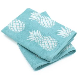 Lot De 2 Torchons De Cuisine Éponge 50x50 Cm Coton Pineapple Bleu