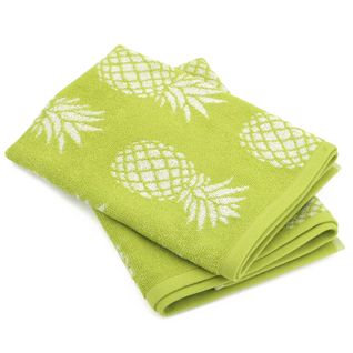 Lot De 2 Torchons De Cuisine Éponge 50x50 Cm Coton Pineapple Vert