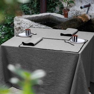 Nappe Coton 160x160 Cm Hono Gris Anthracite Finition Point Bourdon