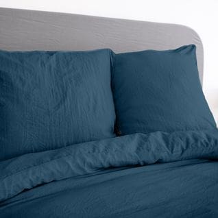 Parure De Lit 260x240 Cm Mila 100% Polyester Micro Lavée Bleu Nuit 3 Pièces