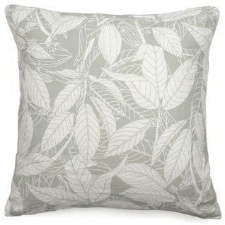 Housse De Coussin 45x45 Cm En Lin Lavé Imprimé Végétal Helios Gris Lichen