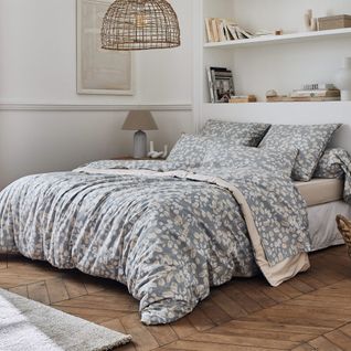 Housse De Couette 240x220 Cm En Percale Coton Lison Gris