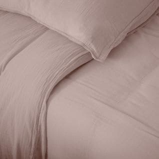 Housse De Couette 260x240 Cm Mousseline De Coton Collection Milos Rose