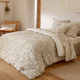 Housse De Couette 140x200 Cm Coton Lavé Serena Beige Écru