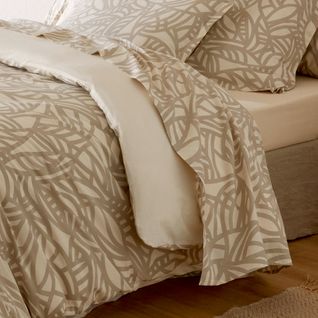 Drap Plat 180x290 Cm Coton Lavé Séréna Géométrique Beige Écru