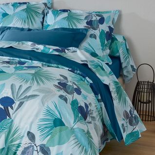 Drap Plat 240x310 Cm Percale De Coton Moorea Pacific Bleu/vert