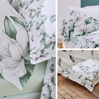 Parure De Lit 280x240 Cm 50x70 Cm Percale Coton Magnolia Vert Sauge