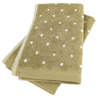 Lot De 2 Serviettes Invité 33x50 Cm Efficience Dots Vert Olive