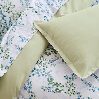 Parure De Lit 240x220 Cm Satin De Coton Angèle Vert Tilleul 3 Pièces